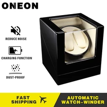 ONEON двойной автоматический часы Winder Box роскошный дисплей часов чехол для 2 наручные часы, питание от японского двигателя экстремально тихий