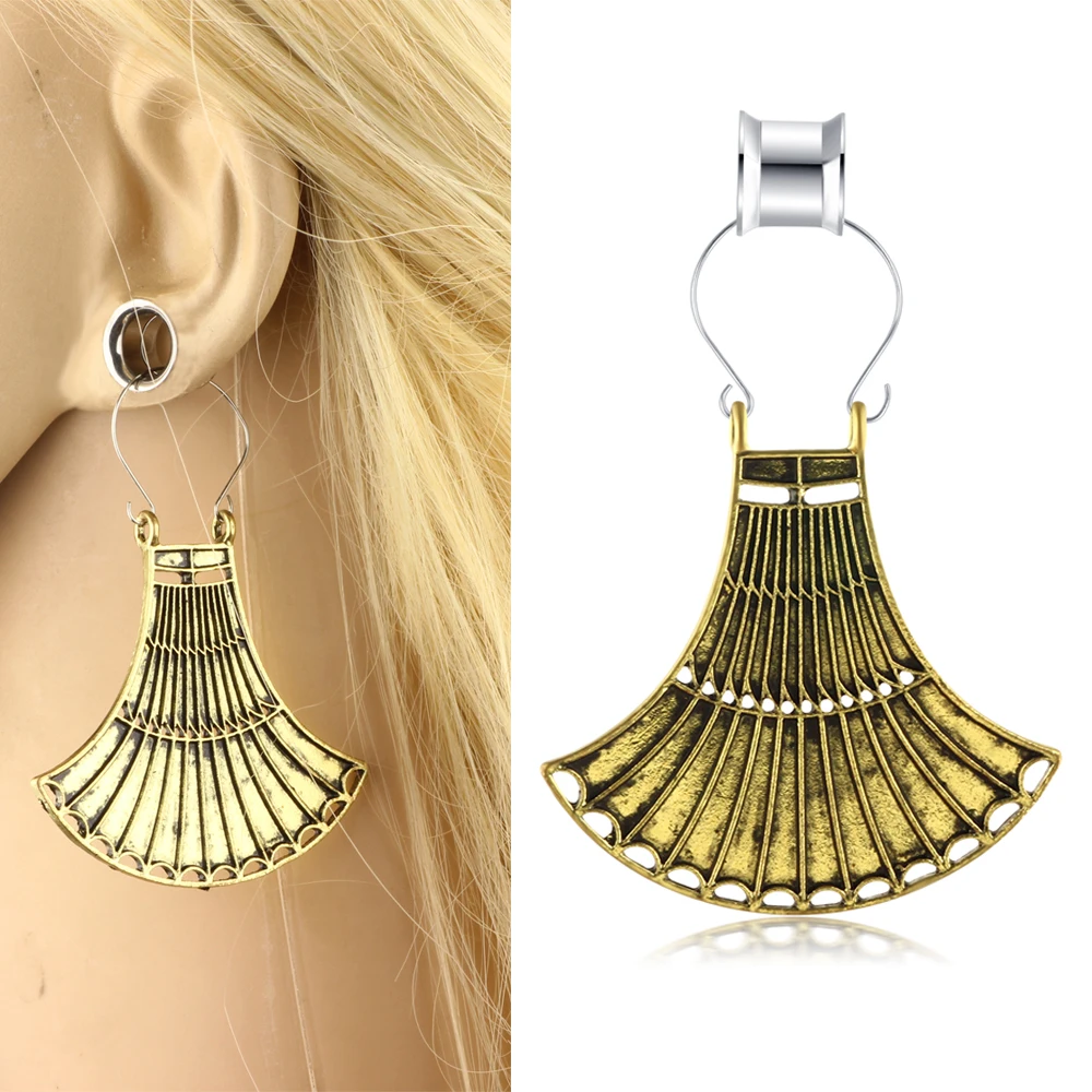 

TIANCIFBYJS 6-25mm 316L Stainless Steel Feather Dangle Ear Plugs and Tunnel Drop Tassel Piercing de orelha Tunnel Alargador de o