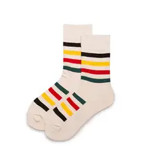 Women Men Solid Striped Cotton Sport Socks Ankle Sock Unisex Ivory Base Multi Stripes Short Winter Socks 5 pairs/ lot AL101SC