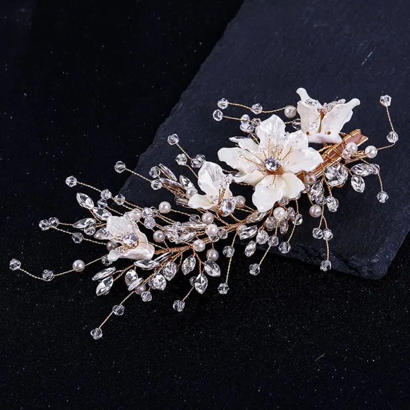 Women Rhinestone Hair Clip Bridal Wedding Hair Accessories Crystal Hairpin Romantic Jewelry Bride Hair Style Decor 5