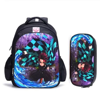 

16 Inch Demon Slayer Kimetsu No Yaiba School Backpack for Girls Boys 2pcs/Set Book Bag Shoulder Backpacks Mochila Infantil