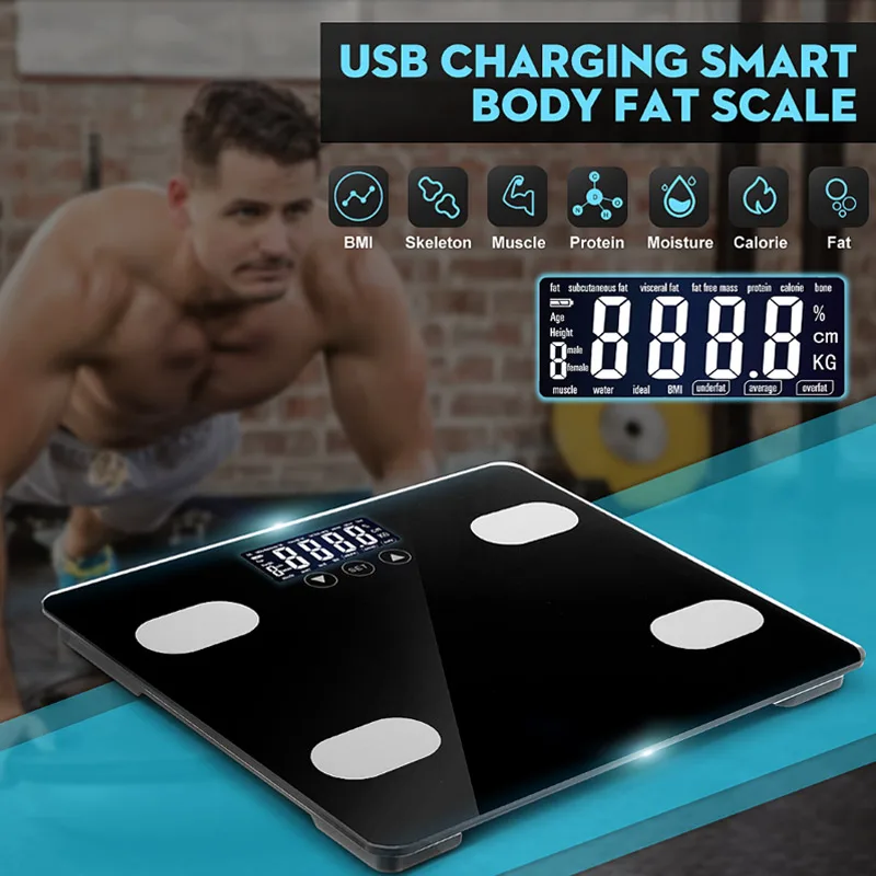Touch Black White Glass Monitoring Health Instruments Weighing Luggage Healthy Glass Platform Body Fat Scale Household Balance