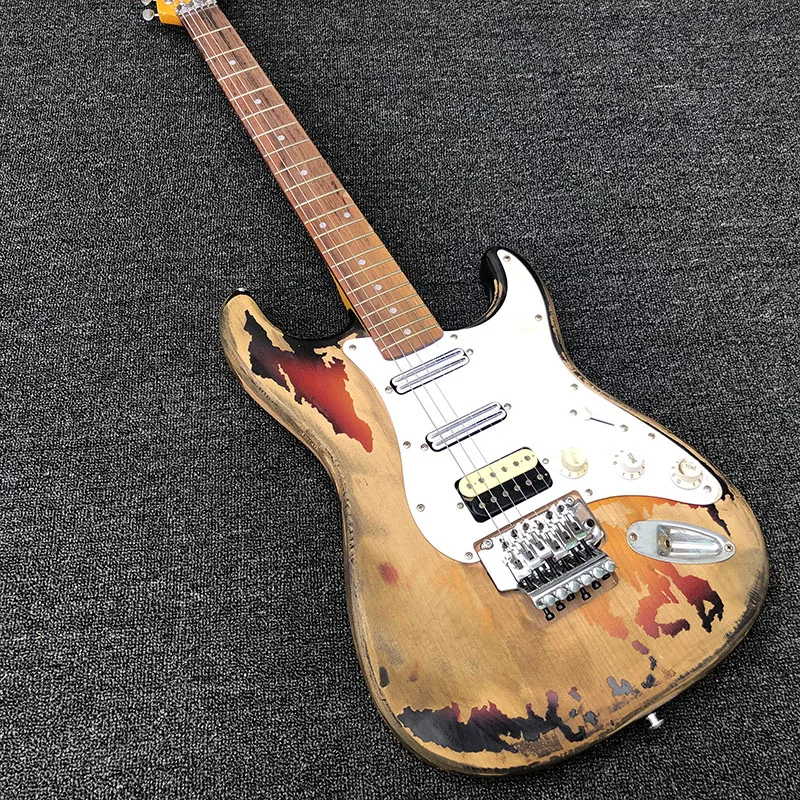 

Floyd Rose,SRV Handwork Aged Relic Electric Guitar with Alder Body,Aged guitar parts,Real photo!free shipping