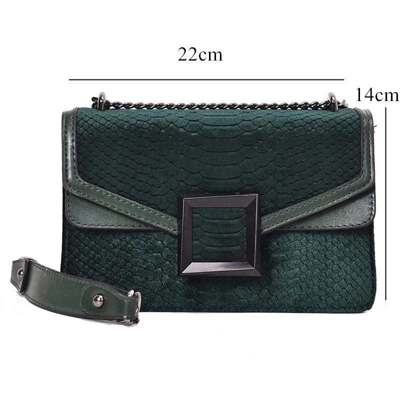 Fashion Snakeskin Velvet Shoulder Messenger Crossbody Bags Women Handbag Vintage Ladies Clutch Casual Totes Female Purse