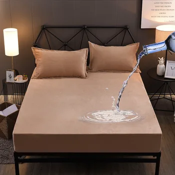 

Bed Cover Crystal Velvet Mattress Pad Mattress Cover Protector Waterproof Topper Anti-mite Bugs Twin King Bed Fitted Sheet Cover