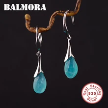 BALMORA, настоящее 925 пробы, Серебряный тюльпан, висячие серьги для женщин, подарок для влюбленных, элегантный свадебный подарок, натуральный камень, ювелирное изделие