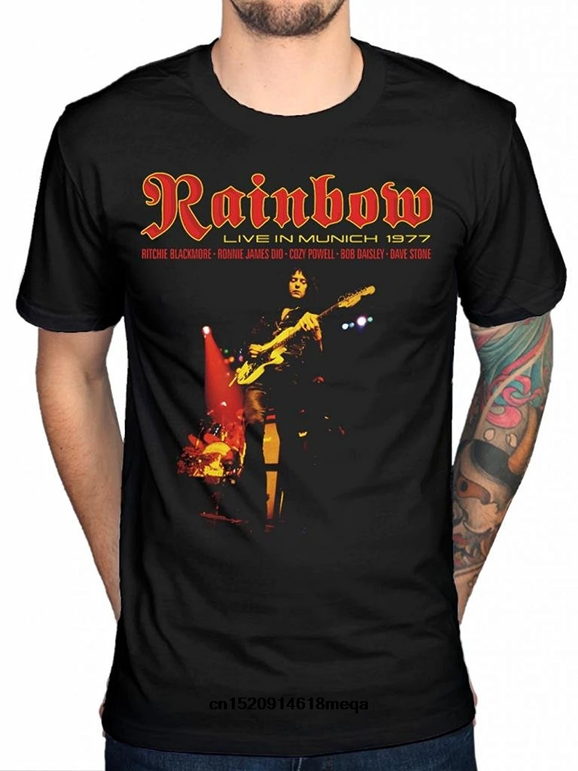Забавные футболки Rainbow Live In 1977 футболка тяжелый металл Ричи блэкморе рок-музыка |