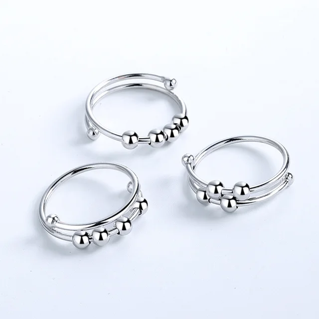 Rotate Anti Stress Ring Adjustable Spiral Beads Rings Jewelry Toy Peace Ring with Spiral Bead Gifts for Adult 23mm/0.90in 5