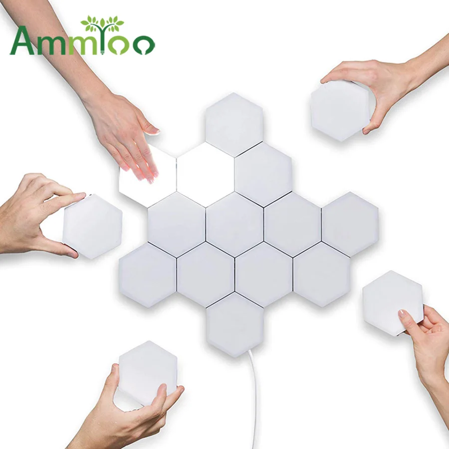 

16pcs/set Quantum Light Touch Sensitive Modular Hexagon Light Wall Lamp Minimalist Custom Novelty Night Lamp Creative Decoration