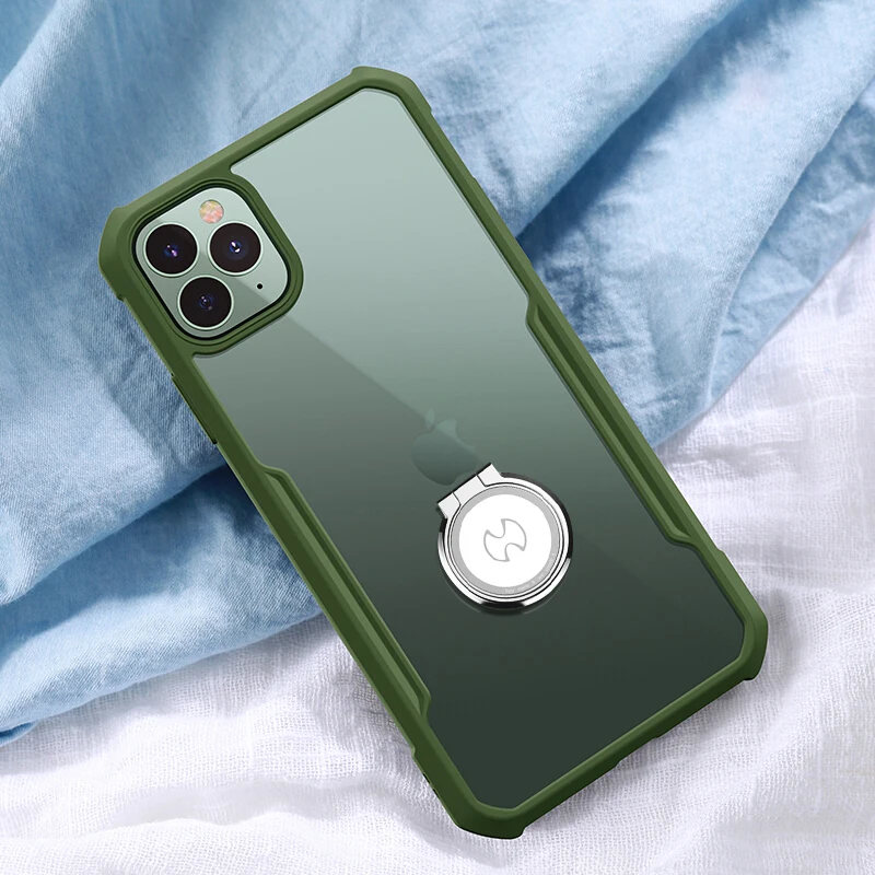 Чехол для телефона для Apple Iphone 11 11Pro Max чехол Shookproof защита, подушка безопасности бампер чехол для мобильного телефона прозрачный бизнес Xundd - Цвет: Green With Ring