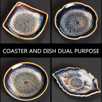 

NEW Gradient Ceramic Coasters Porcelain Tea Set Home Restaurant Hotel Tea Cup Mat Creative Retro Dish Plate