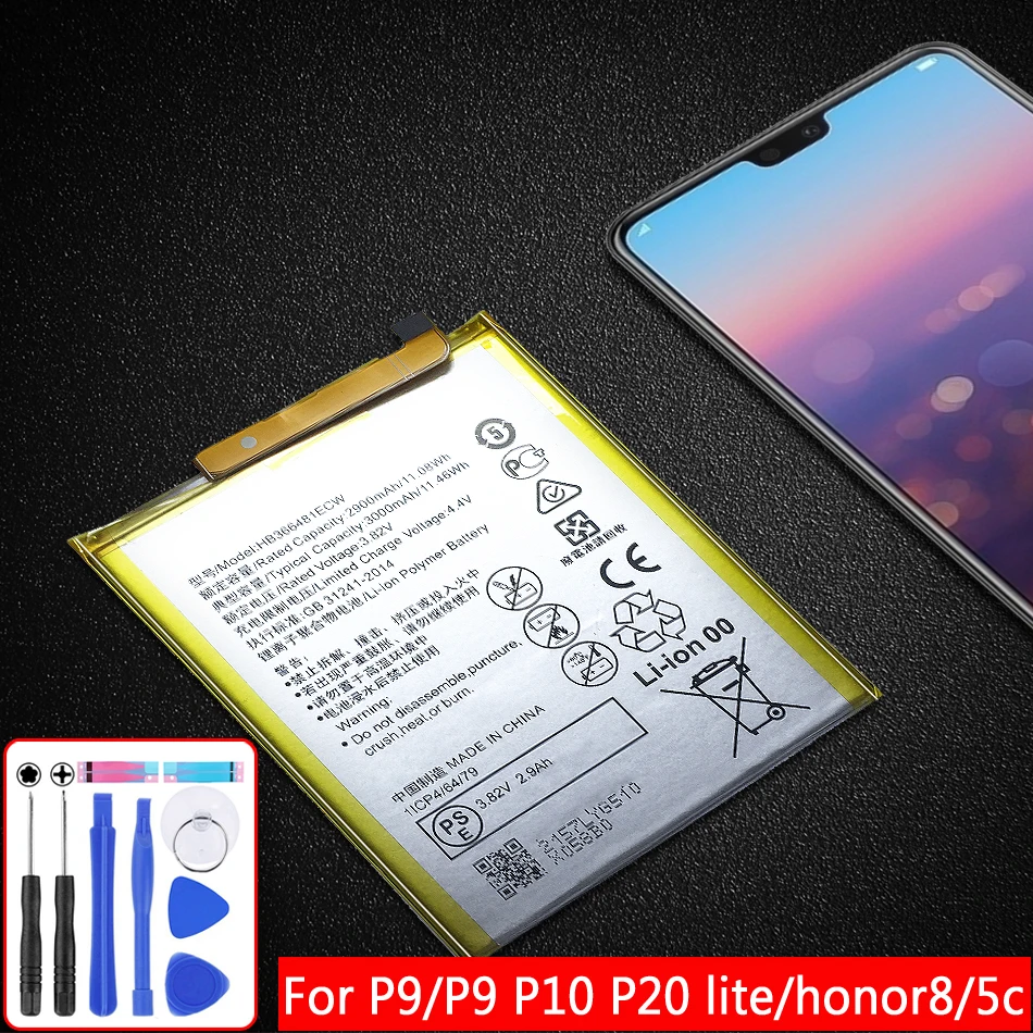 Аккумулятор для Huawei P8 P9 P10 P20 Lite Plus Pro/Honor 8 9 5C 7C 7A Lite/Nova 2 3 4 3E/G9/GT3/GR3 2017/Enjoy 6S 7S 8E