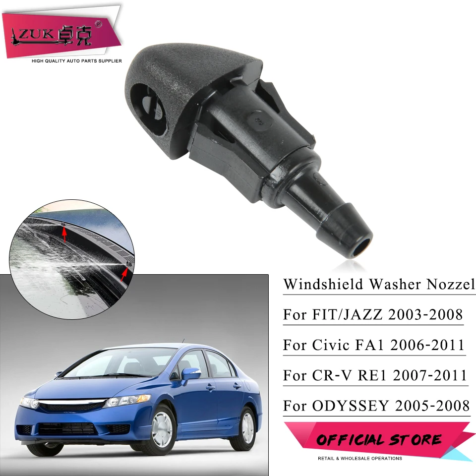 Zuk 2pcs Front Windshield Windscreen Washer Nozzle Water Spray Jet For