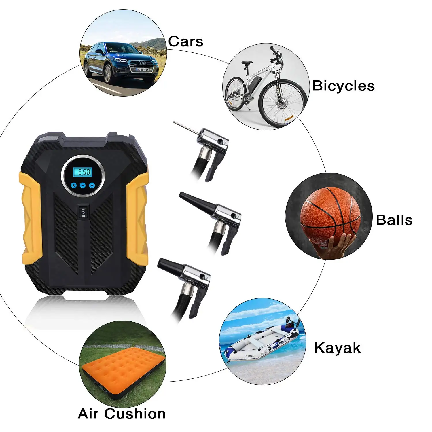 LED ������ �ִ� ������ �ڵ��� ���� ����, ���� ����� Ÿ�̾� ����, DC 12V 150 PSI ��â��, ������� �޴�� �ڵ��� ���� ����