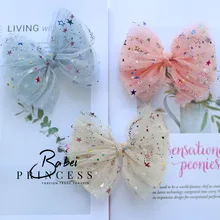 Детские аксессуары для волос в Корейском стиле, газовые заколки с большим бантом и пятиконечной звездой для девочек, детские заколки на голову