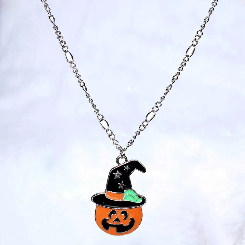 

2019 New Halloween star magic hat pumpkin ghost earrings necklace set woman