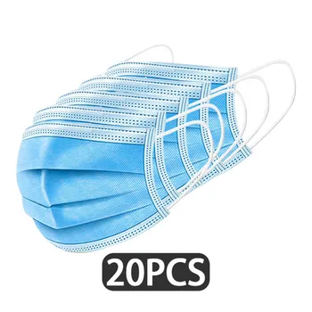 

Mask 20pcs /lot fast shipping Anti-Pollution Filter Safety Dust Mask Disposable Protect 3-Ply Earloop Non Woven Mouth Protective