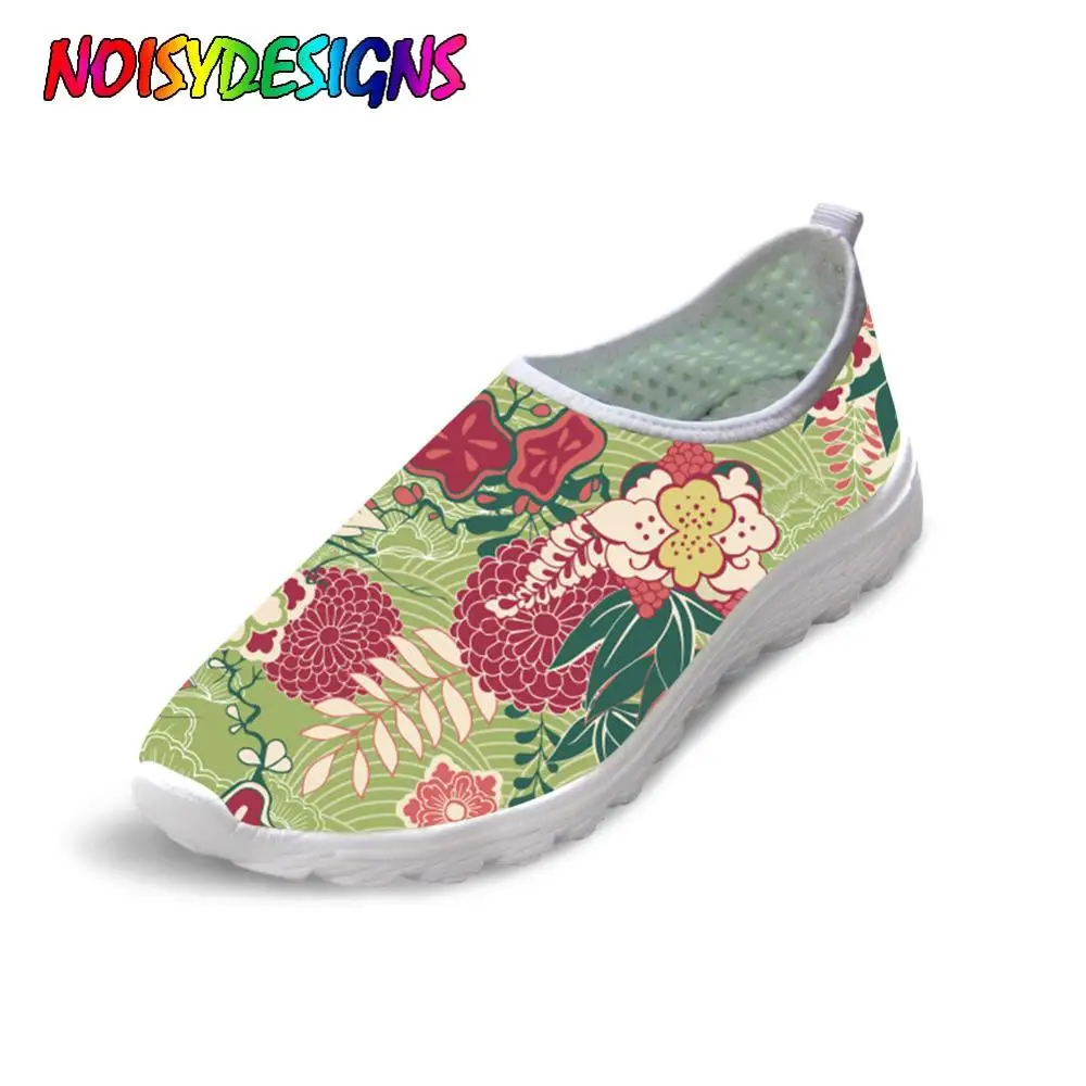 

NOISYDESIGNS Women Flats Summer Women Cherry Blossom Print Shoes Slip On Casual Foral Designs Flat Shoes Women Loafers Soft