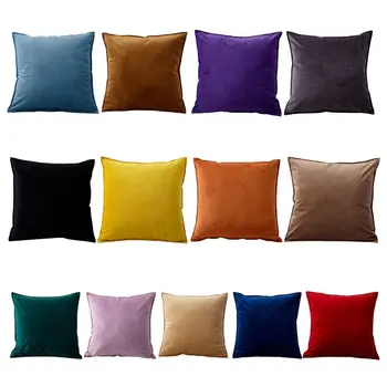 

Fashion Solid Color High End Fine Velvet Cushion Simple Style PP Cotton Pillow for HomeCar Seat Decoration Supplies