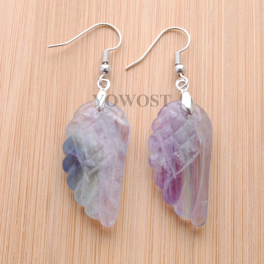 フローライト カービングピアス カービング入り＊フローライトのドロップピアス蛍石天然石