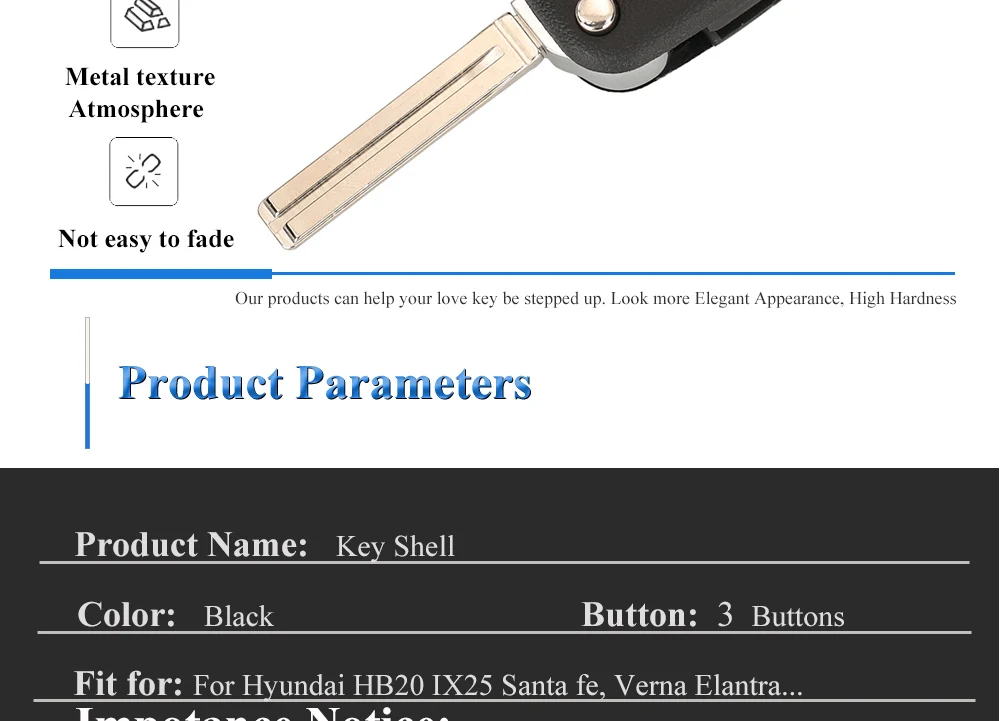 Keyforkess 10 pezzi Flip Shell chiave auto remota per Hyundai Santa Fe Creta Elantra Verna Solaris IX25 IX35 IX45 HB20 lama orizzontale - H68a9d88c125c4e2283fbf98a0ca25078o