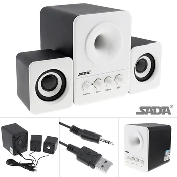 

SADA D-203 White Wired Mini Bass Cannon 3W PC Combination Speaker Computer USB Speaker with 3.5mm Stereo Jack for Desktop PC