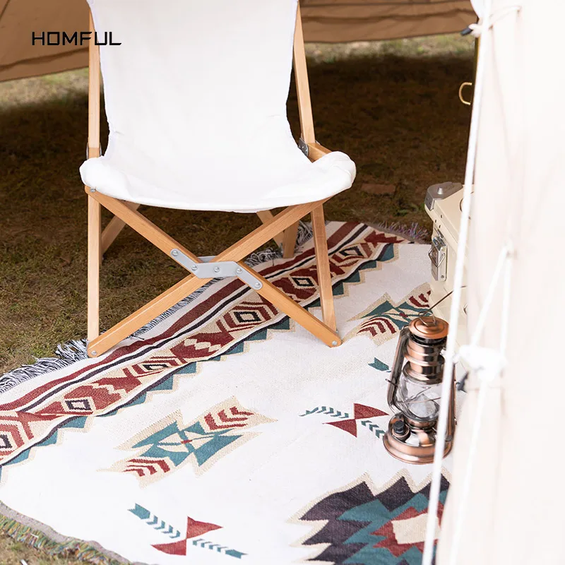 HOMFUL outdoor blanket picnic blanket mat thickened portable camping picnic cloth beach tent mat shawl