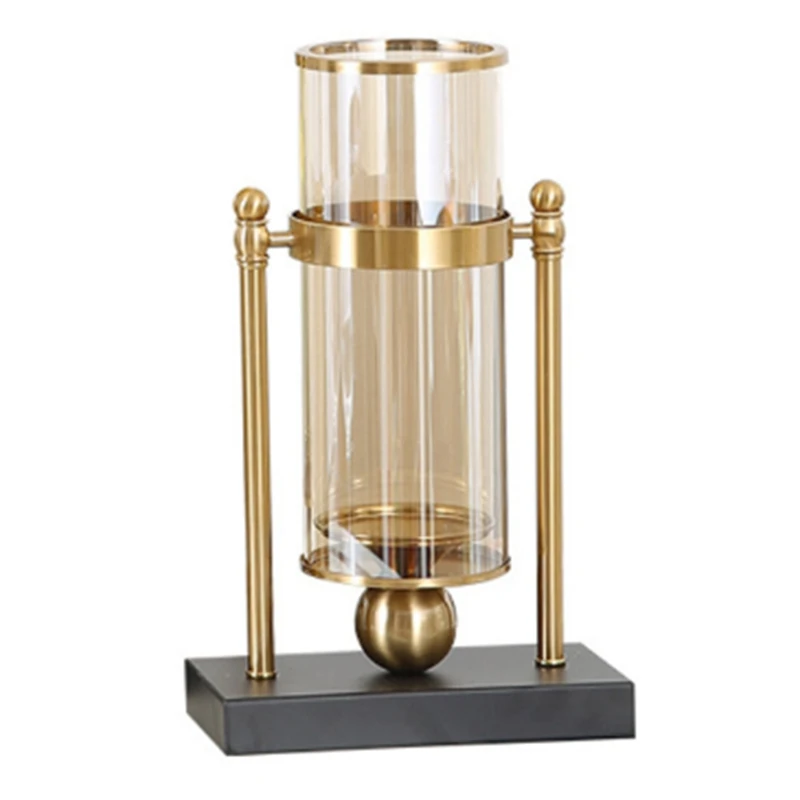 

European Retro Glass Iron Vase Gold Flower Vase Tabletop Flower Pot Flower Bottle Home Wedding Decoration Arrangement Crafts Orn