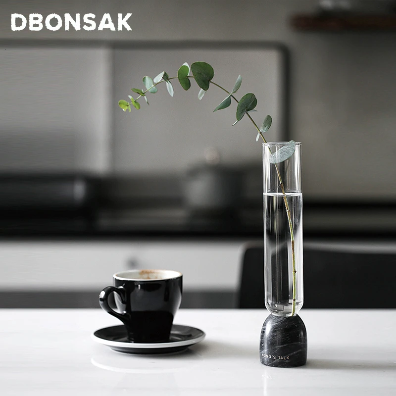 

Marble Glass Vase Straight Clear Glass Vase Cement Glass Vase Hydroponics Flower Arrangement Tabletop Vase Wedding Home Decor