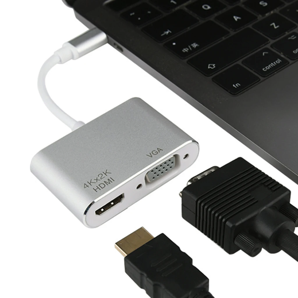 Robotsky usb type C к HDMI Мужской VGA адаптер для Женский-type C аудио и видео конвертер кабель для Macbook USB-C планшетного телефона