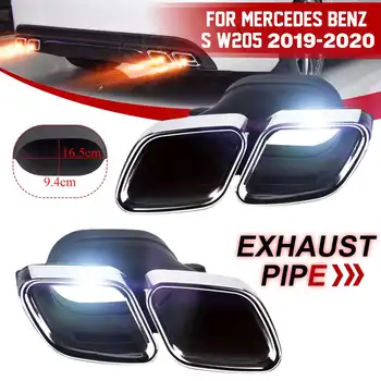 

Pair Chrome Exhaust Muffler Tips For Mercedes/Benz S Class W205 2019 2020 Stainless Steel Exhaust Muffler Pipe Tail Tube