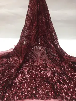 

newest sequin lace Modern design French net lace fabric African sequins lace embroidery tulle lace fabric for party dress