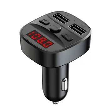 

T60 Bluetooth 5.0 Car Kit Wireless FM Transmitter Handsfree Music Play Vehicle USB Charger Support TF Card U Disk