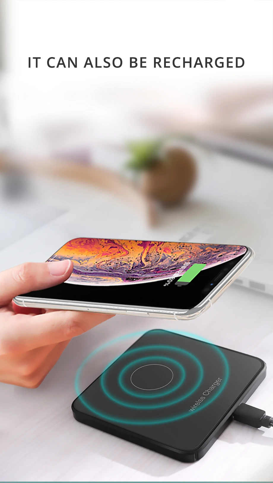 Bonola 10W Qi Wireless Charger RIntelligent Recognition Fast Wireless Charging Stand Pad for XiaomiHuaweiSamsungiPhone Holder (9)