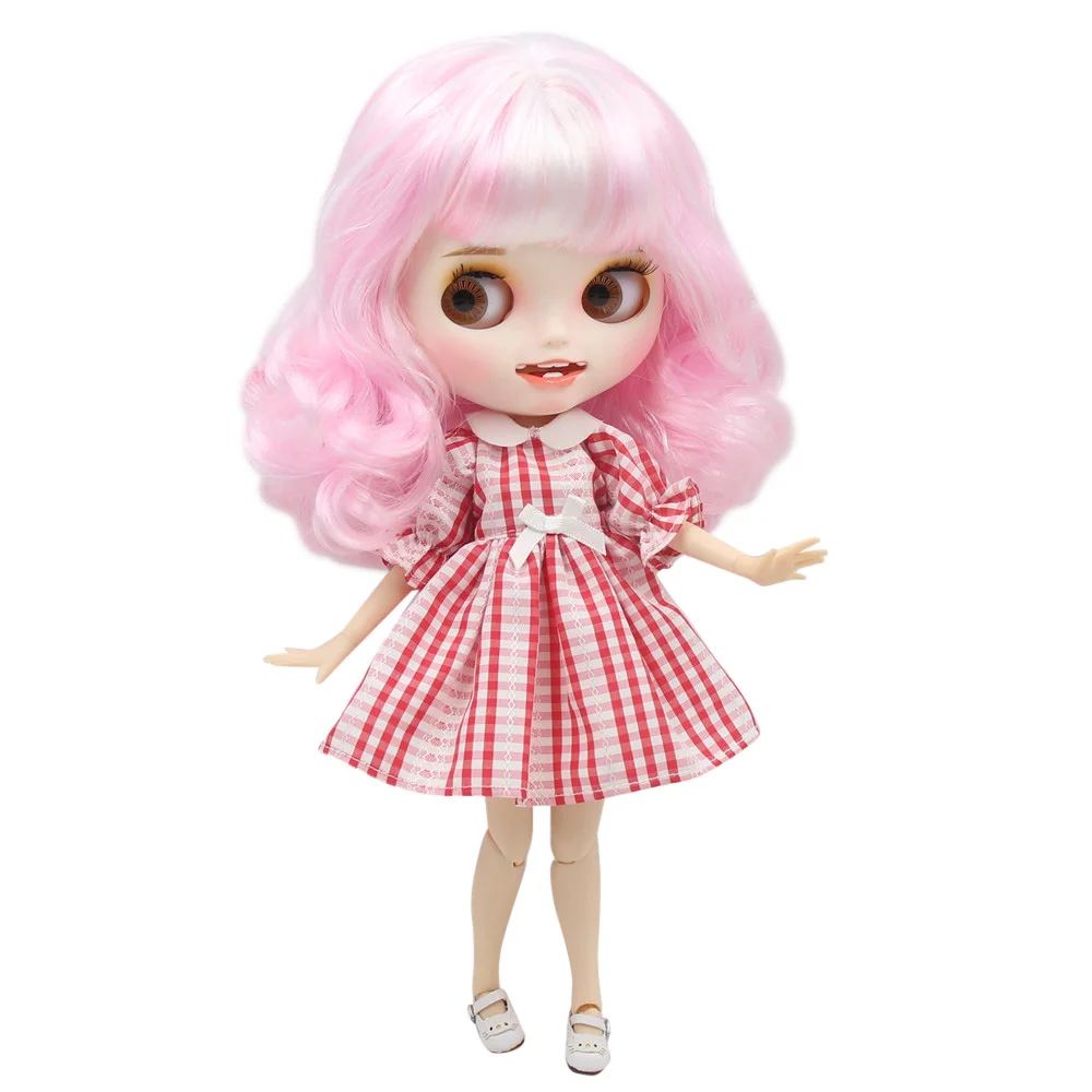 ICY 1/6 Blyth кукла с улыбающимся ртом розовый смешанный белый вьющиеся волосы белая кожа Обнаженная кукла индивидуальные матовое лицо соединение тела