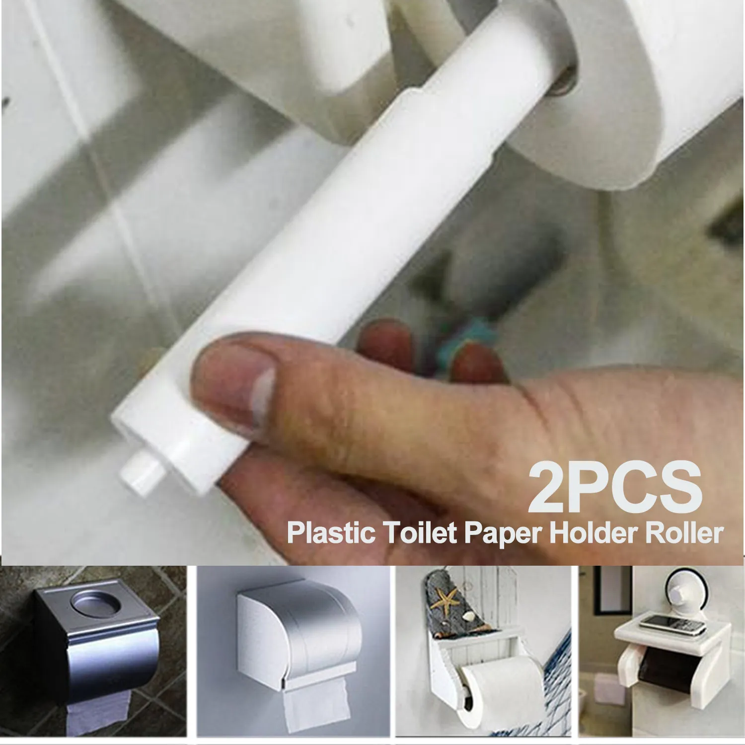 2pcs Retractable Plastic Insert Toilet Tissue Paper Holder Roller Replacement Spring Loaded for Bathroom Washroom White | Строительство