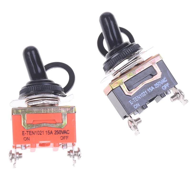 5pcs Toggle Switch+waterproof Boot  Spst 2pin Car Boat 15A 250V On/off Rocker