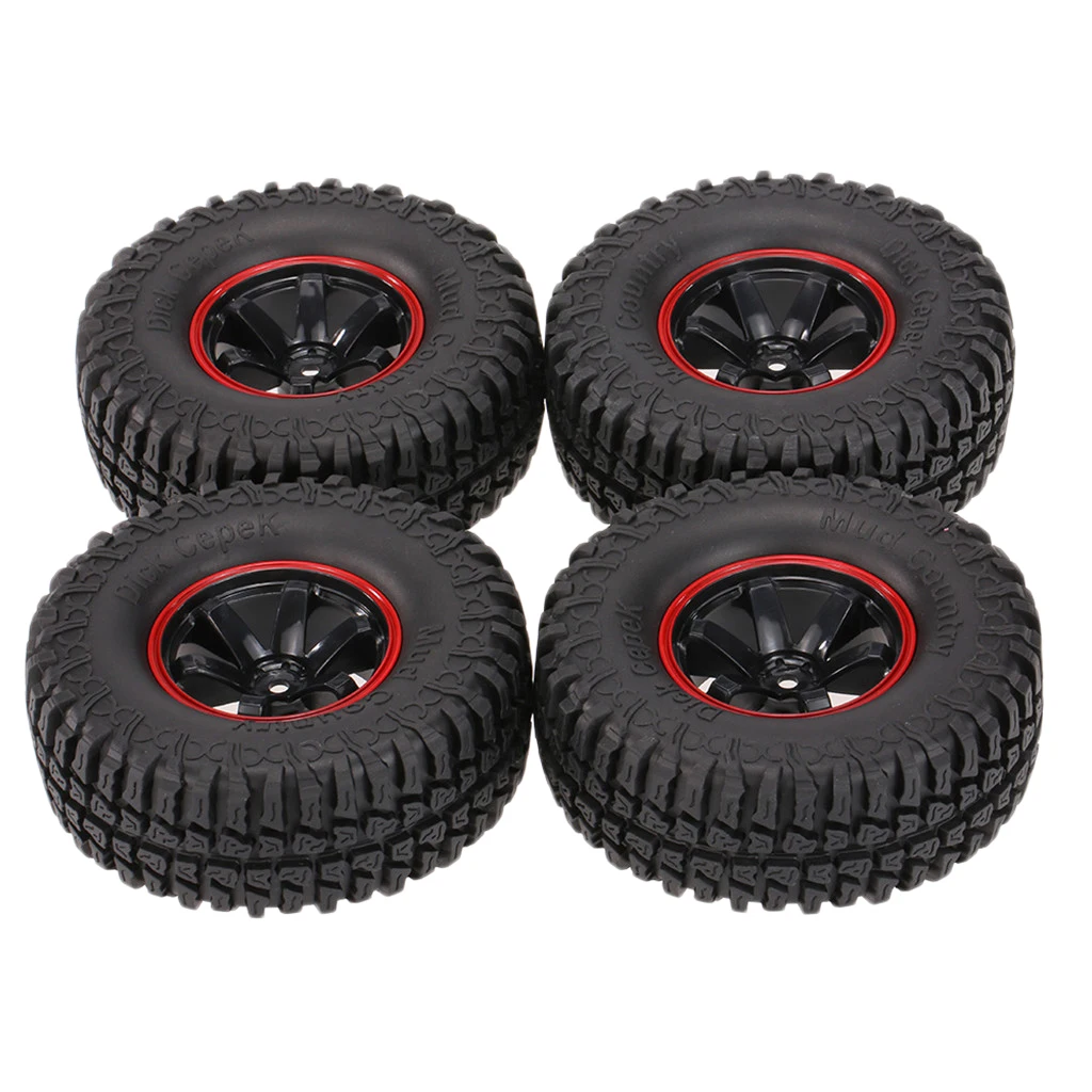 Pack of 4 1.9 Inch 1/10 Scale 103mm Tires with Wheel Rim for 1/10 TRX4 D90 SCX10 CC01 RC Rock Crawler