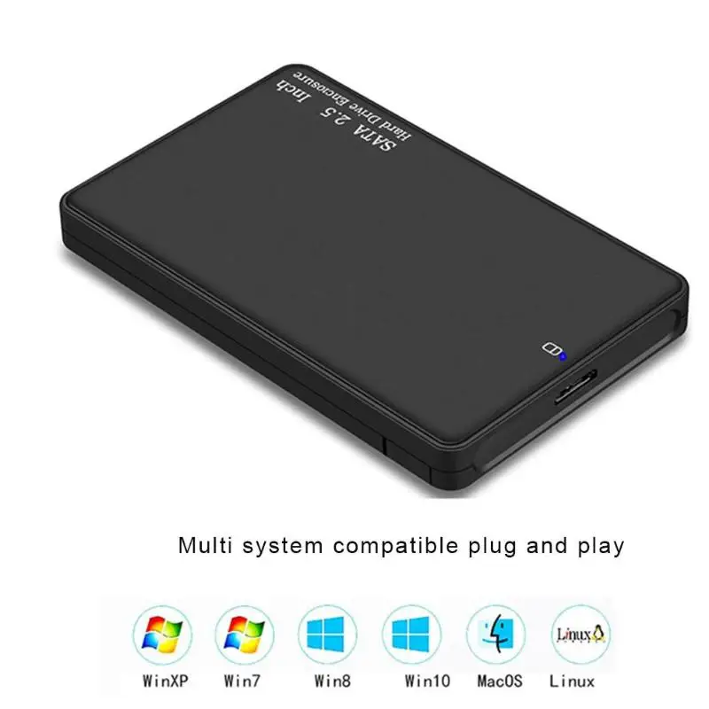 2,5 дюймов USB3.0 корпус для жесткого диска 5 Гбит/с SATA HDD SSD Мобильный Внешний чехол для компьютера ноутбук Настольный ПК черный