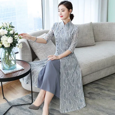 Cheongsam современное вьетнамское аозай китайское женское платье - Цвет: C