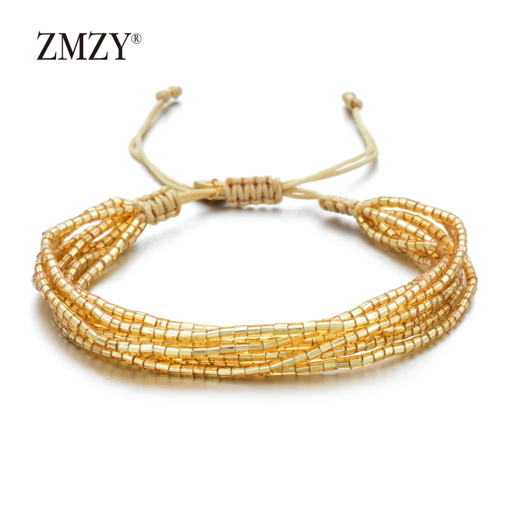 ZMZY дружба Boho массивные браслеты для женщин стеклянные хрустальные бусины ювелирное изделие, браслет с кисточкой женский браслет MIYUKI Femme