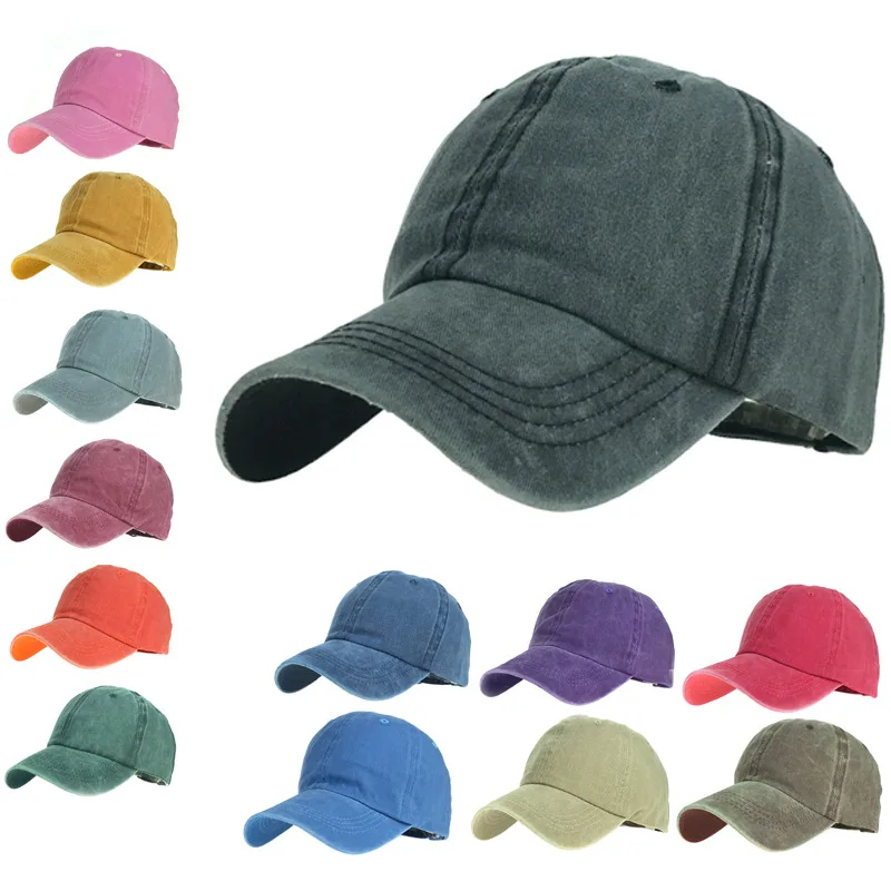 

Fashion Water Wash Multicolor Baseball Cap Solid Color Duck Tongue Hat Lover Couple Pure Cotton Sun Hats for Men and Women Gifts