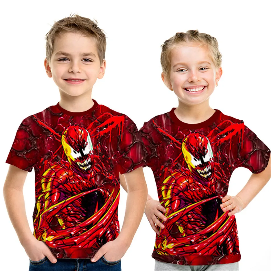Коллекция года, летняя детская футболка с рисунком аниме «фильм 3D» Venom Дэдпул паук, футболка с принтом черепа для мальчиков и девочек Детские футболки, топы, От 4 до 12 лет