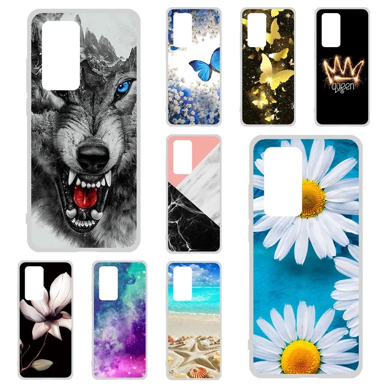 

Phone Case For Huawei P40 Pro Case Silicon Floral DIY Painted Soft TPU Protective Bumper Coque For Huawei P40Pro Covers Hoesje