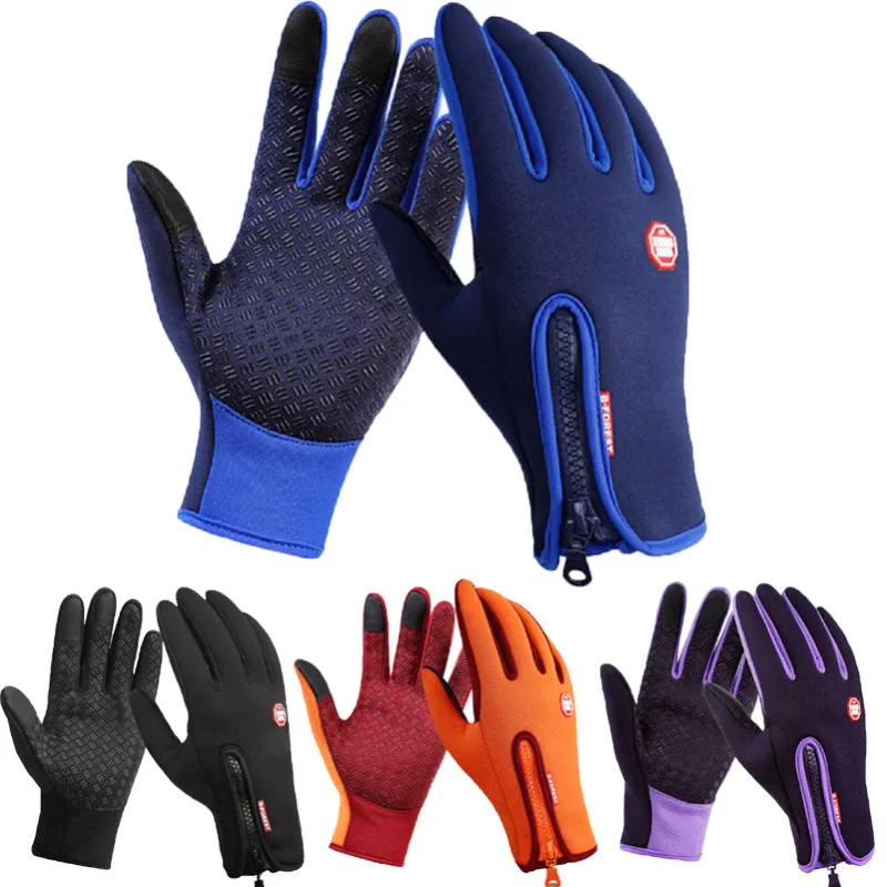 Водонепроницаемые зимние теплые перчатки, ветрозащитные уличные перчатки, утолщенные теплые варежки, перчатки для сенсорного экрана, мужские перчатки для велоспорта унисекс