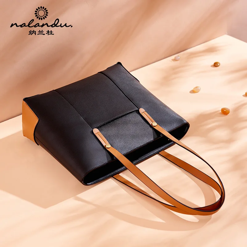 

Nalan Du Genuine Leather Tote Bag Women's 2020 New Style Fashion Cowhide Hand Tote Bag Women's Large One-Shoulder