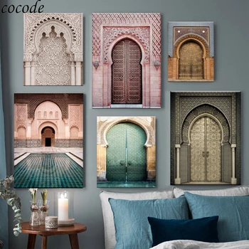 

Moroccan Door Home Decoration Wall Art Modern Nordic Corridor Hanging Canvas Painting Poster and Prints for Living Room Bedroom