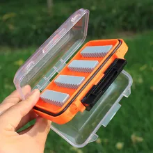 Waterproof Fly Fishing Double Side Clear Slit Foam Fly Fishing Boxes Plastic FLY BOX Tackle Case Box 4.3 x 2.75 x1.2