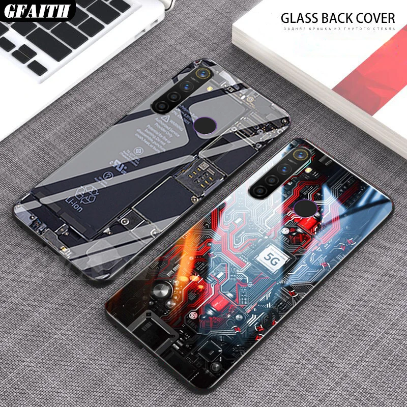 GFAITH для Realme 5 Pro Чехол проводник из окрашенного закаленного Стекло Крышка для Realme 5 Realme XT чехол
