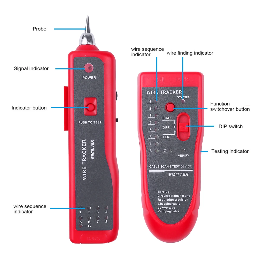 Kebidumei LAN Сетевой кабель тестер телефонный провод трекер для STP UTP Cat5 Cat6 RJ45 RJ11 линия Finder Диагностика Tone Tracer